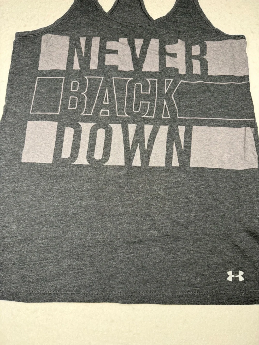 Under Armour Charged Never Back Down Tank Top Women's Small Gray EUC Running